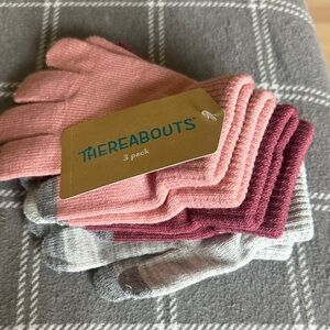 Thereabouts Kids 3-Pack Knit Mittens — Pink, Mauve & Light Gray